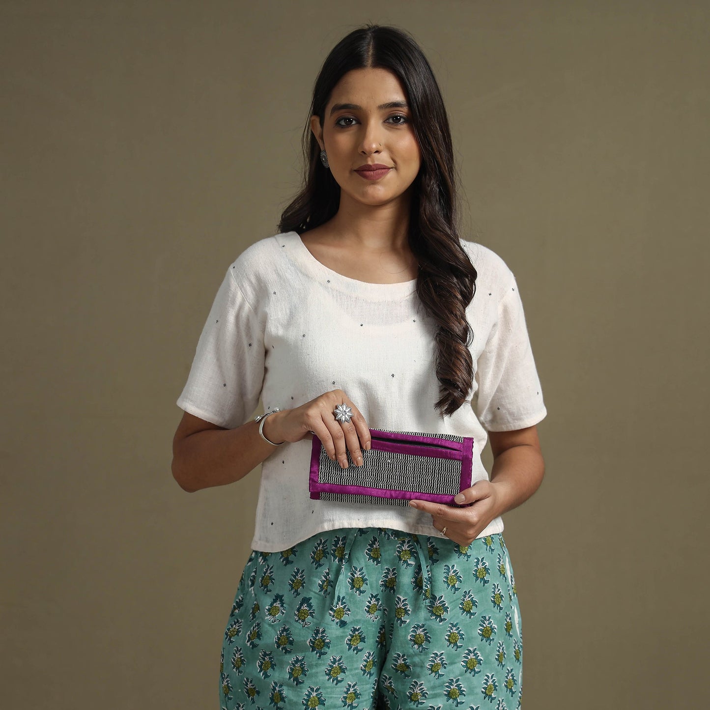 Purple Handcrafted Audio Tape Clutch Wallet