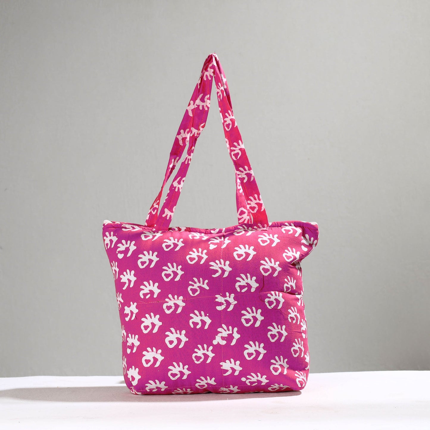 Purple Handcrafted Batik Printed Cotton Hand Bag 01