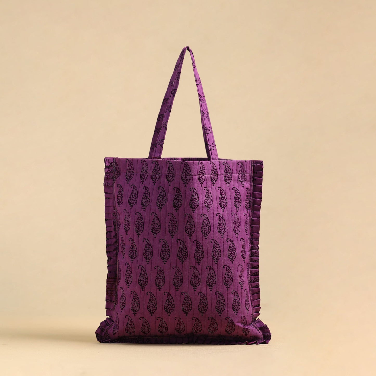 Purple Handcrafted Cotton Frill Jhola Bag