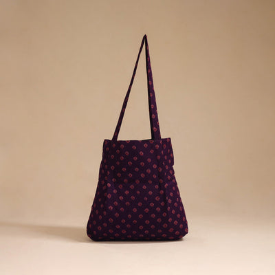 Purple - handcrafted cotton jhola bag 04