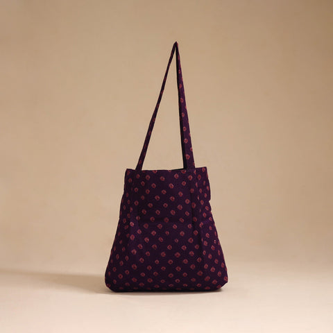 Purple - handcrafted cotton jhola bag 04