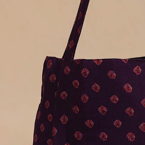 Purple - handcrafted cotton jhola bag 04