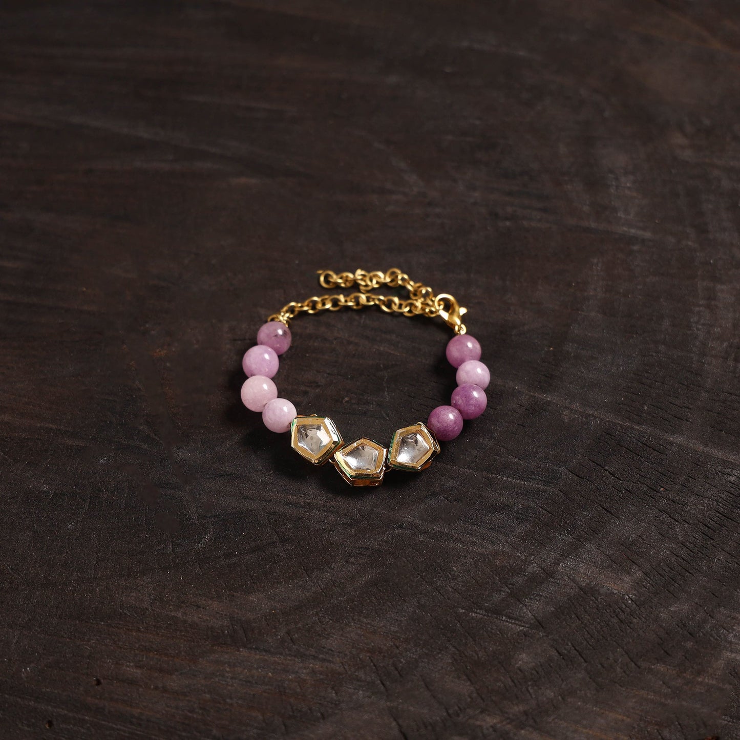 Handcrafted glass stone kundan work bracelet 30