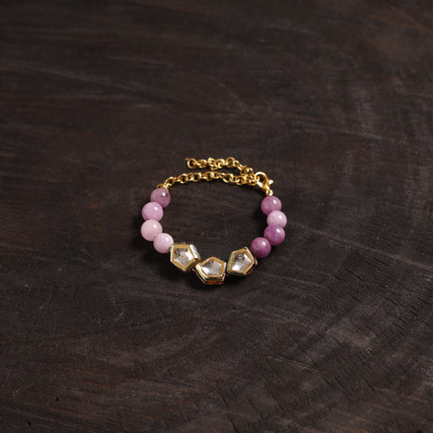 Handcrafted glass stone kundan work bracelet 30