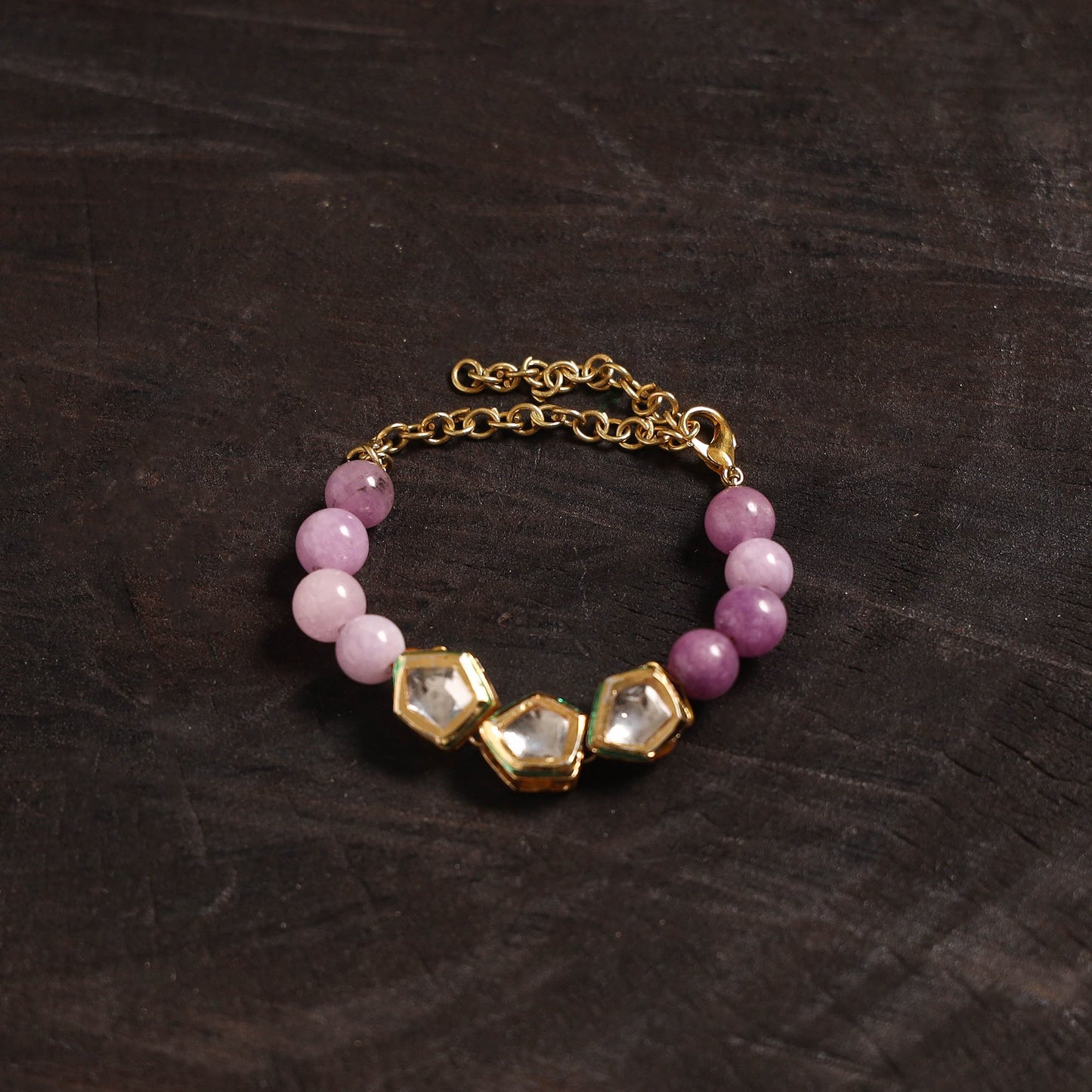 Handcrafted glass stone kundan work bracelet 30