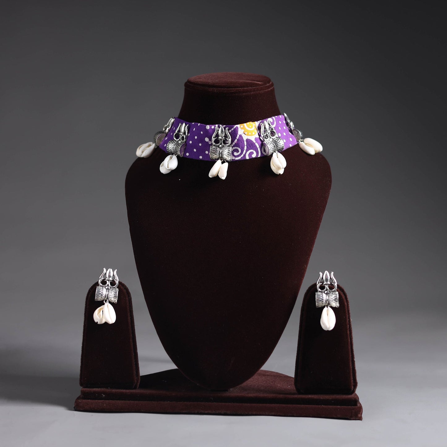 Purple - handcrafted gs fabart choker necklace set 03