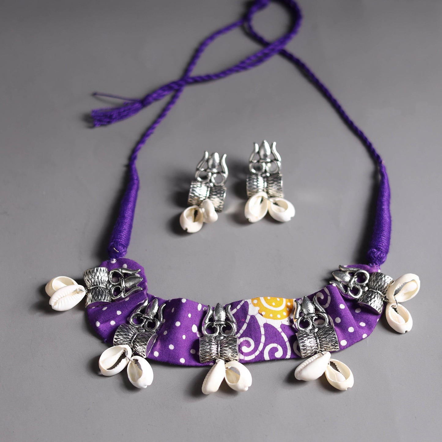 Purple - handcrafted gs fabart choker necklace set 03