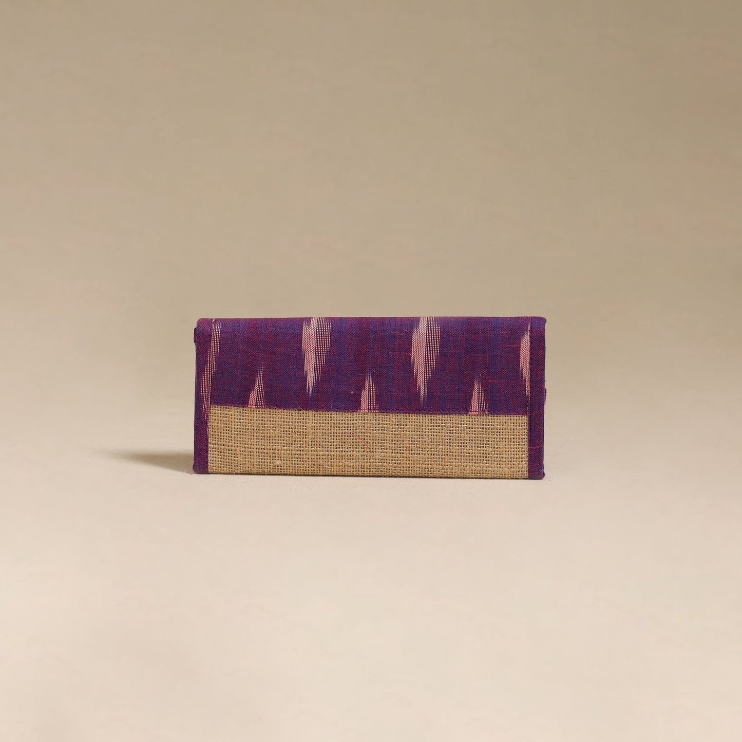 Purple - handcrafted ikat fabric jute clutch / wallet