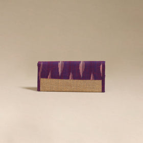 Purple - handcrafted ikat fabric jute clutch / wallet