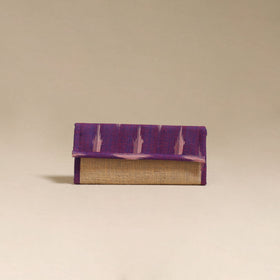 Purple - handcrafted ikat fabric jute clutch / wallet