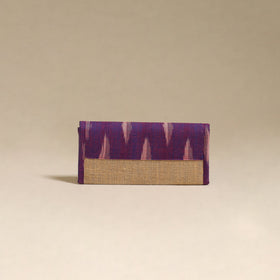 Purple - handcrafted ikat fabric jute clutch / wallet
