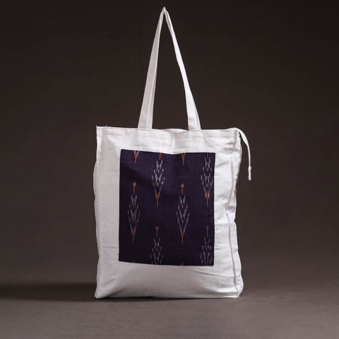 Purple - handcrafted ikat patch canvas cotton shoulder bag