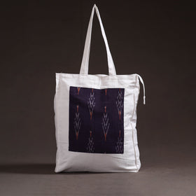 Purple - handcrafted ikat patch canvas cotton shoulder bag