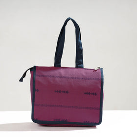 Purple Handcrafted Jacquard Cotton Hand Bag