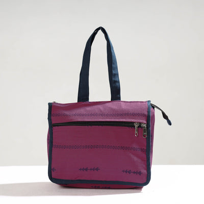 Purple Handcrafted Jacquard Cotton Hand Bag