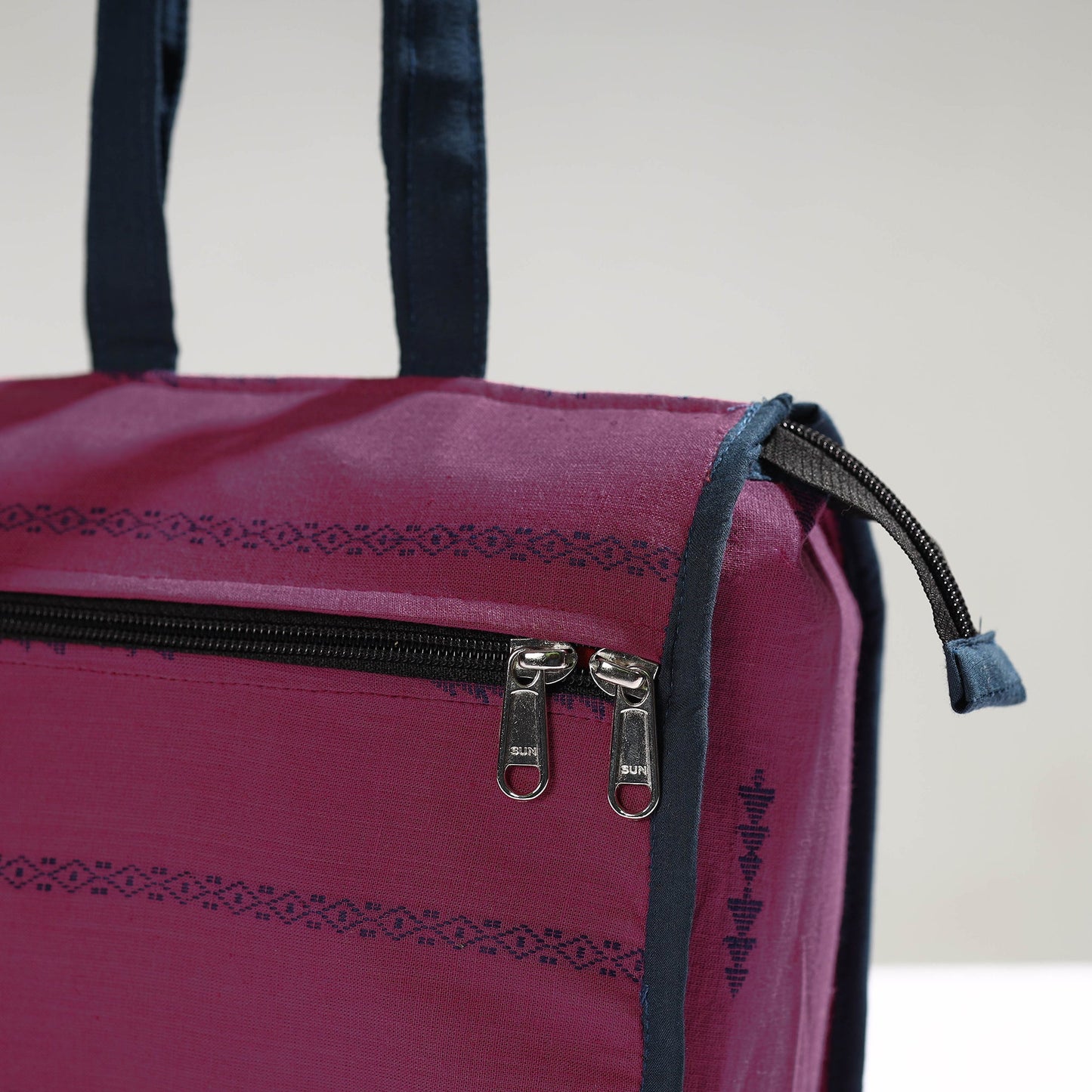 Purple Handcrafted Jacquard Cotton Hand Bag