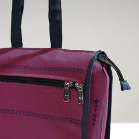 Purple Handcrafted Jacquard Cotton Hand Bag