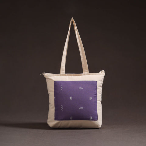 Purple - handcrafted jacquard patch canvas cotton shoulder