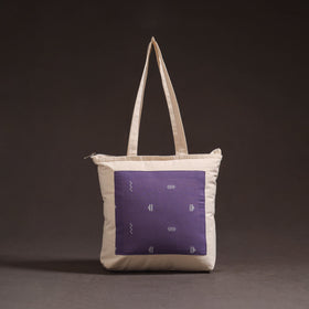 Purple - handcrafted jacquard patch canvas cotton shoulder