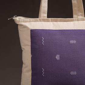 Purple - handcrafted jacquard patch canvas cotton shoulder