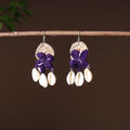 Purple - handcrafted jute phool kali shell earrings 44