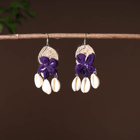 Purple - handcrafted jute phool kali shell earrings 44