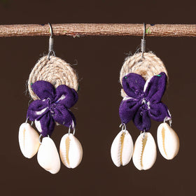 Purple - handcrafted jute phool kali shell earrings 44