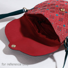  Handcrafted Kantha Embroidery Cotton & Embossed Leather Sling Bag 