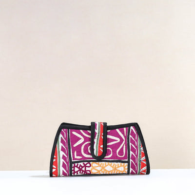 Purple Handcrafted Kutch Embroidery Cotton Clutch / Wallet