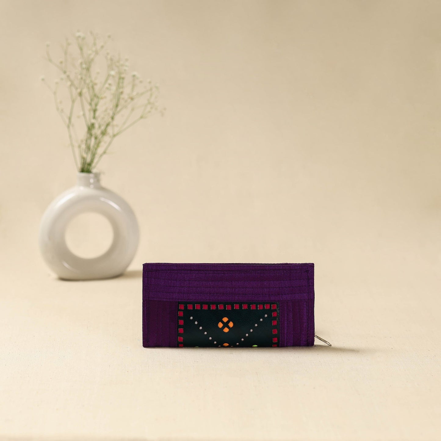 Purple - handcrafted kutch leather clutch / wallet 31