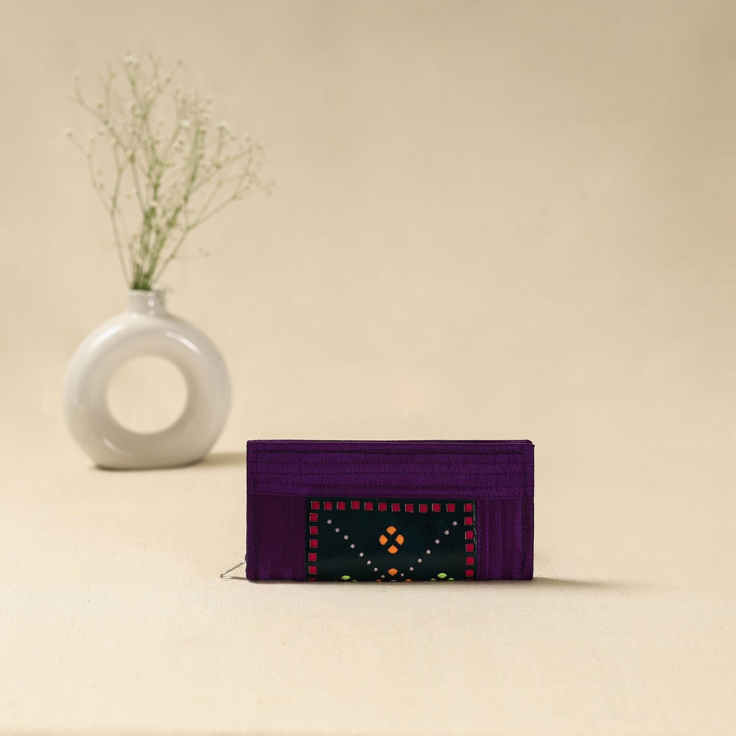 Purple - handcrafted kutch leather clutch / wallet 31