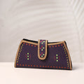 Purple Handcrafted Kutch Leather Clutch / Wallet