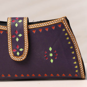 Purple Handcrafted Kutch Leather Clutch / Wallet