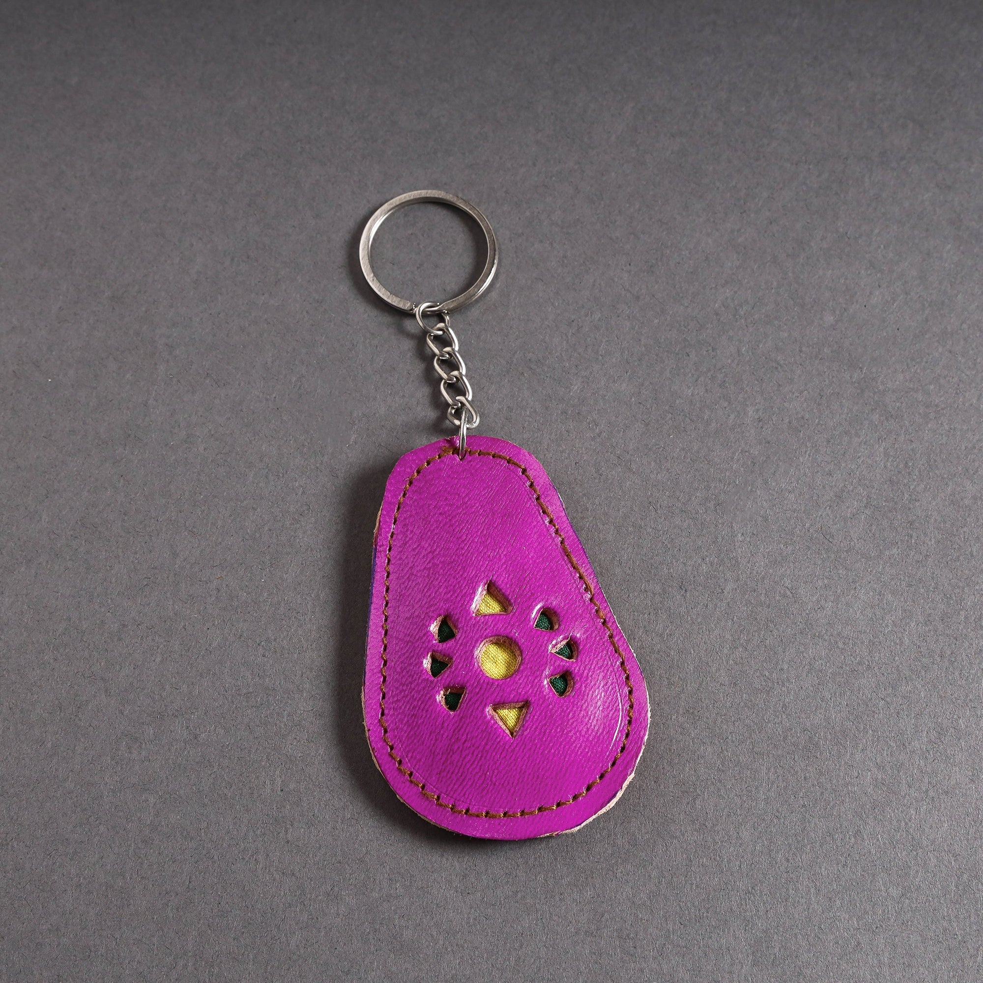 Purple Handcrafted Kutch Leather Keychain