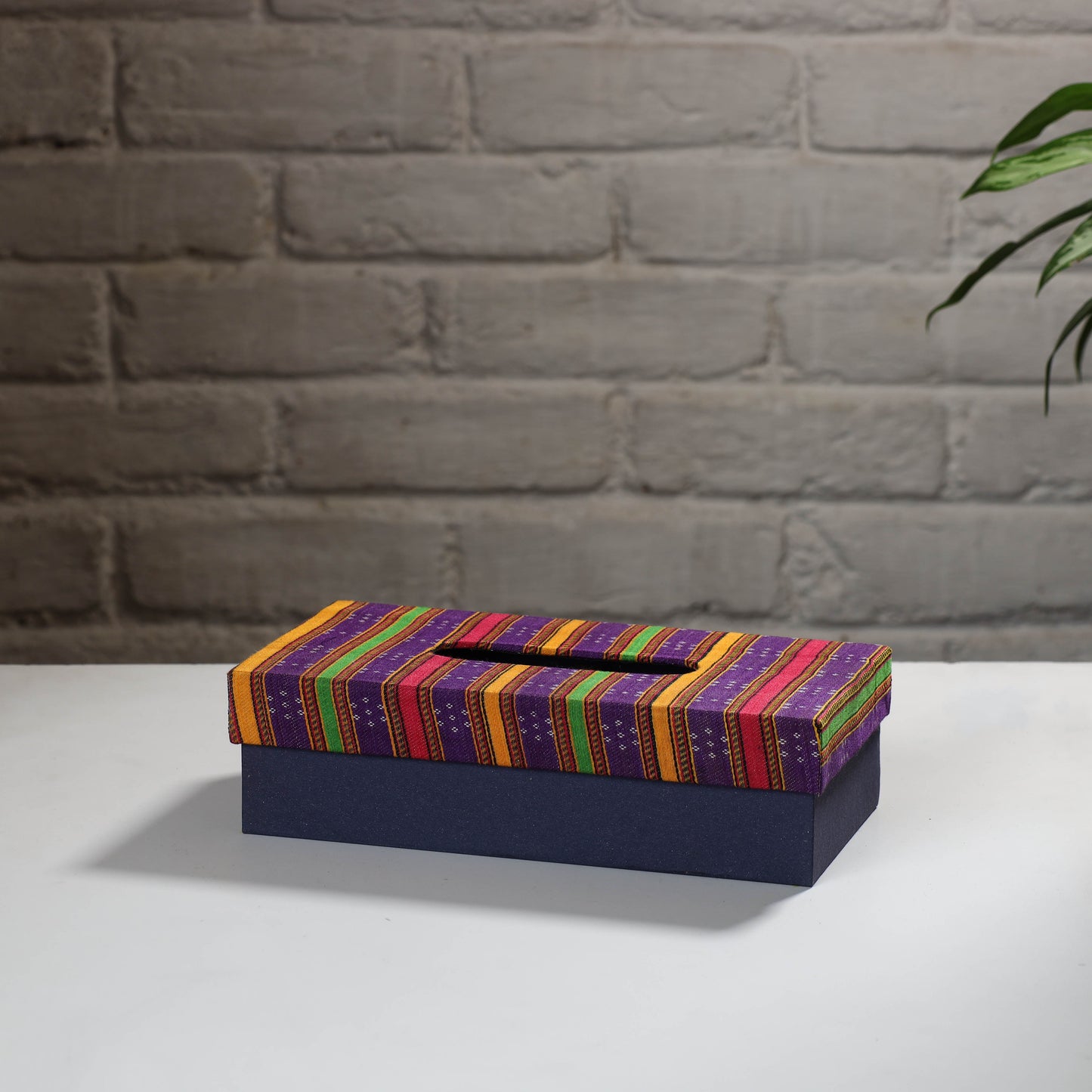  Purple Handcrafted Mashru Silk Fabric Tissue Box 