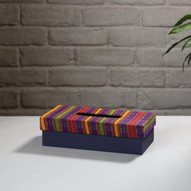  Purple Handcrafted Mashru Silk Fabric Tissue Box 