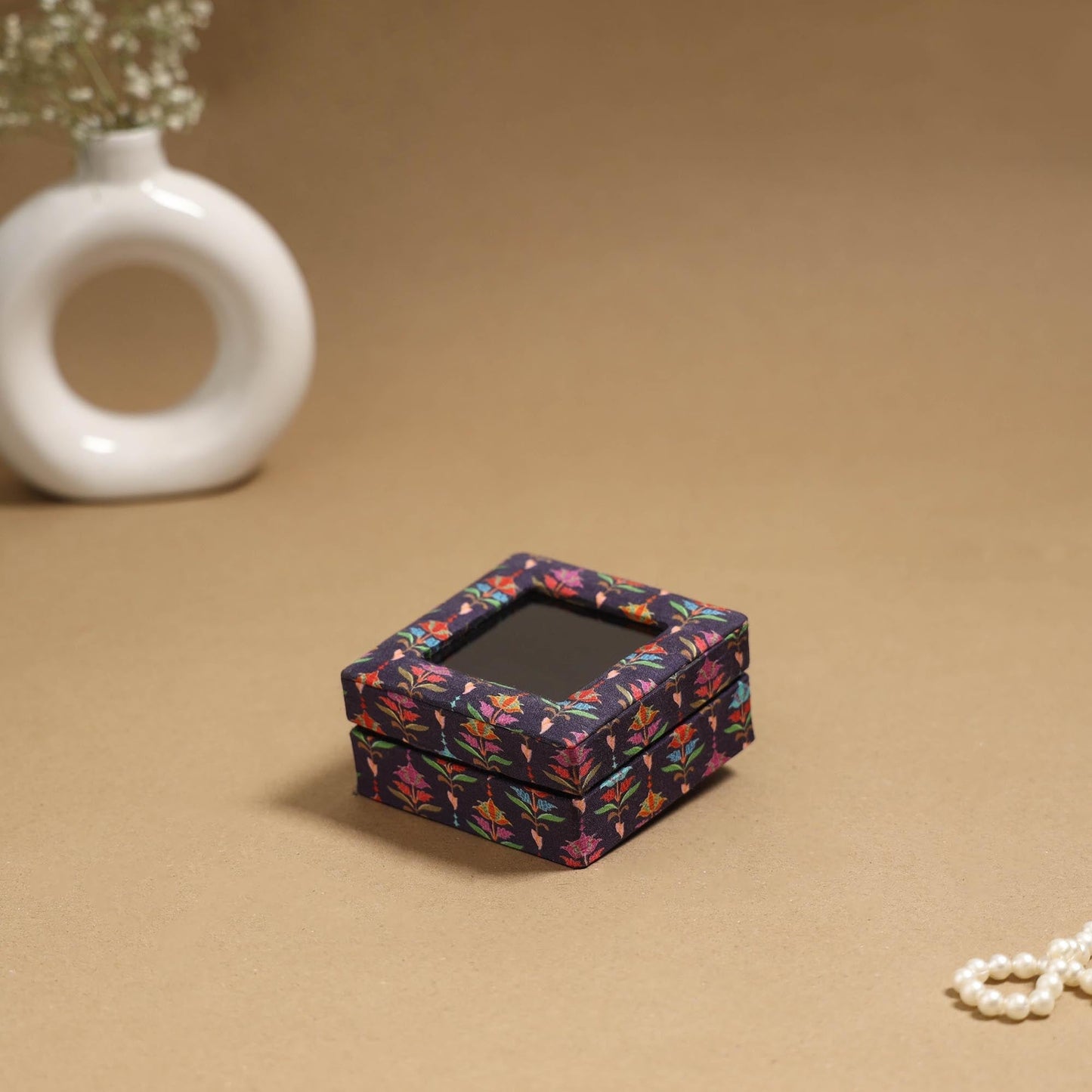 Handcrafted printed fabric ring/earring box 30