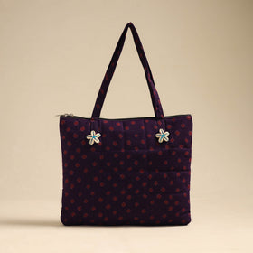  Purple Handcrafted Quilted Cotton Hand Bag