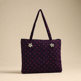  Purple Handcrafted Quilted Cotton Hand Bag