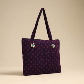  Purple Handcrafted Quilted Cotton Hand Bag