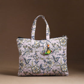 Purple Handcrafted Quilted Cotton Hand Bag 33