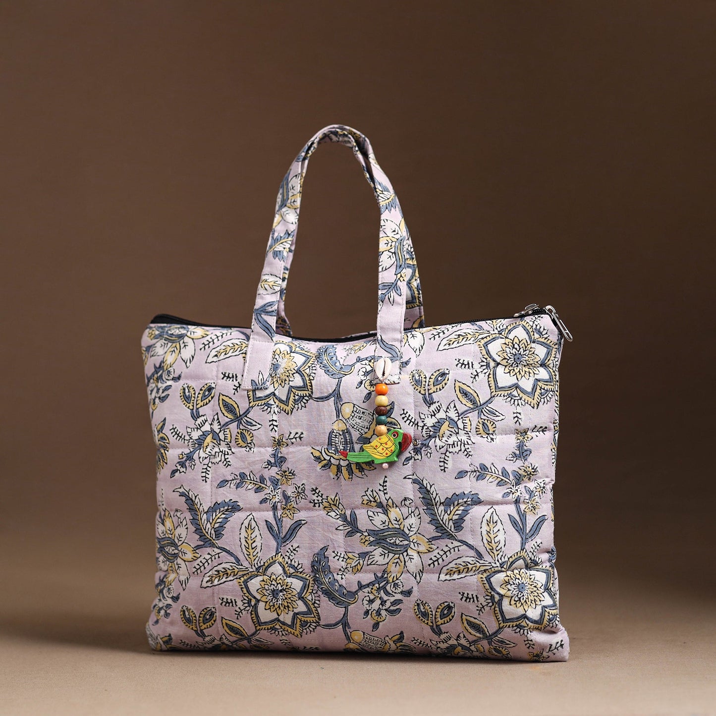 Purple Handcrafted Quilted Cotton Hand Bag 33