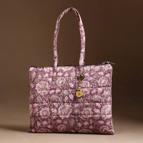 Purple Handcrafted Quilted Cotton Hand Bag 35