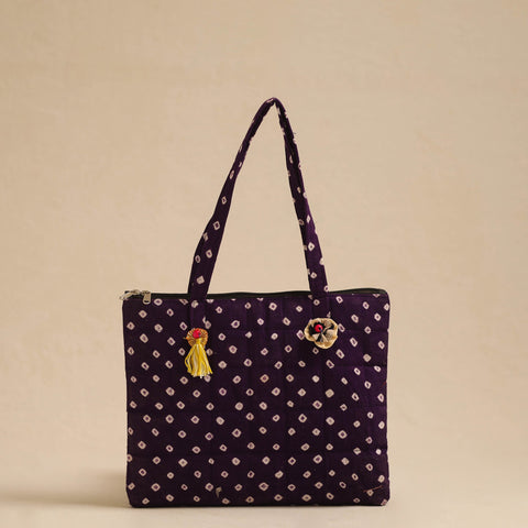  Purple Handcrafted Quilted Cotton Hand Bag