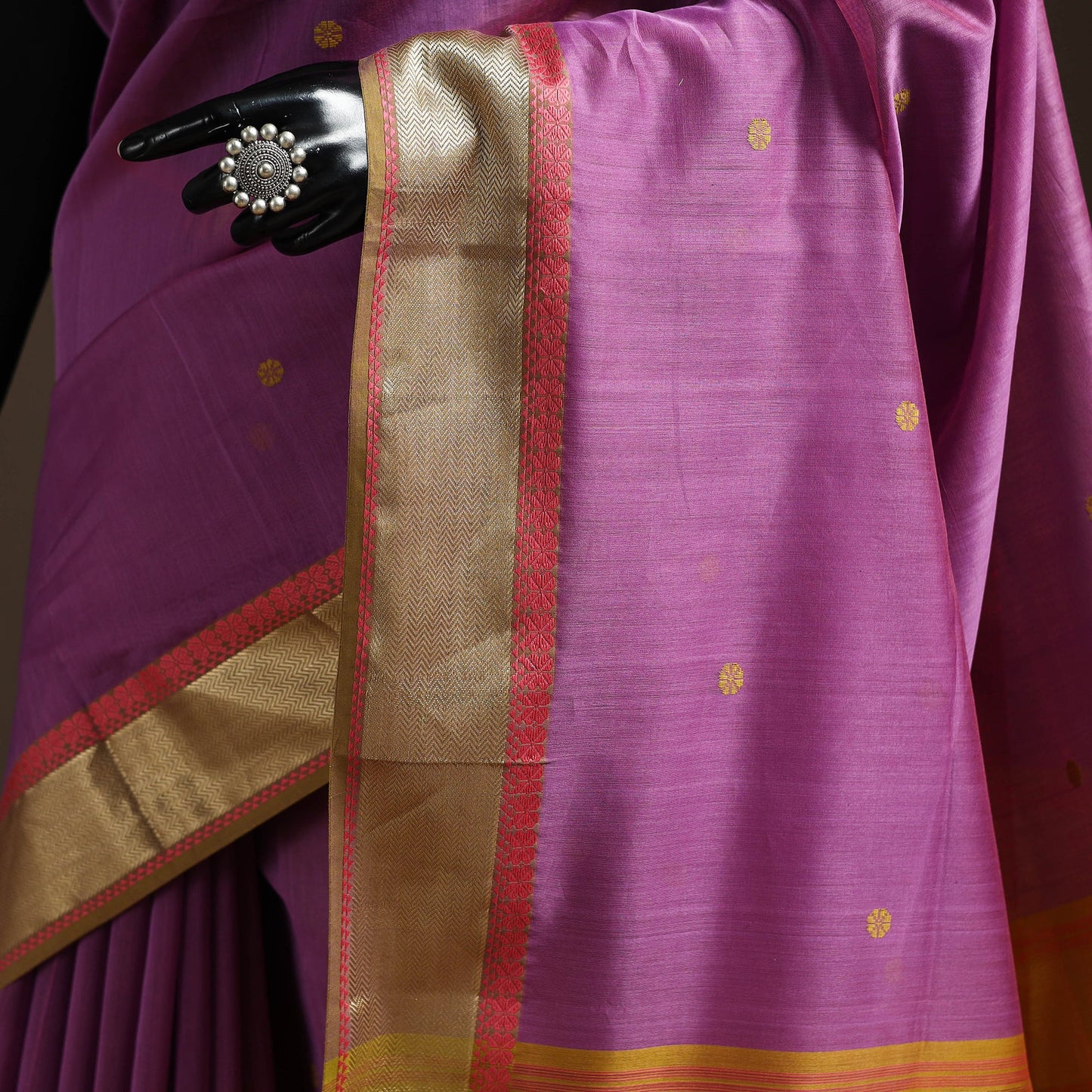Purple - handloom buti maheshwari saree with thread zari