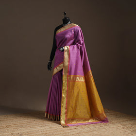 Purple - handloom buti maheshwari saree with thread zari
