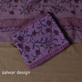 Handloom chanderi silk block print sanganeri 3pc unstitched