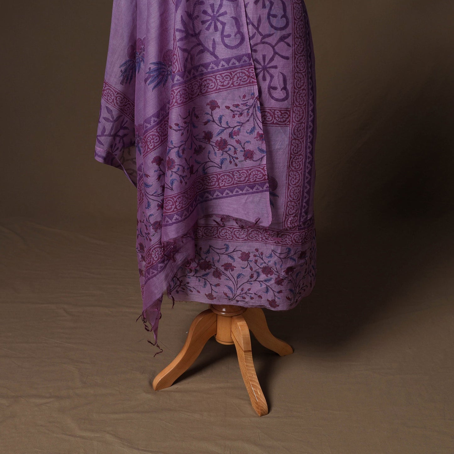 Handloom chanderi silk block print sanganeri 3pc unstitched