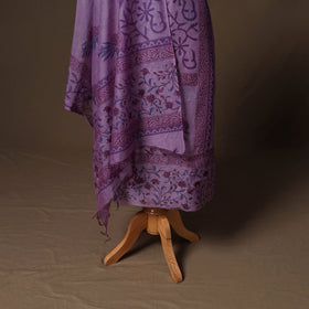 Handloom chanderi silk block print sanganeri 3pc unstitched