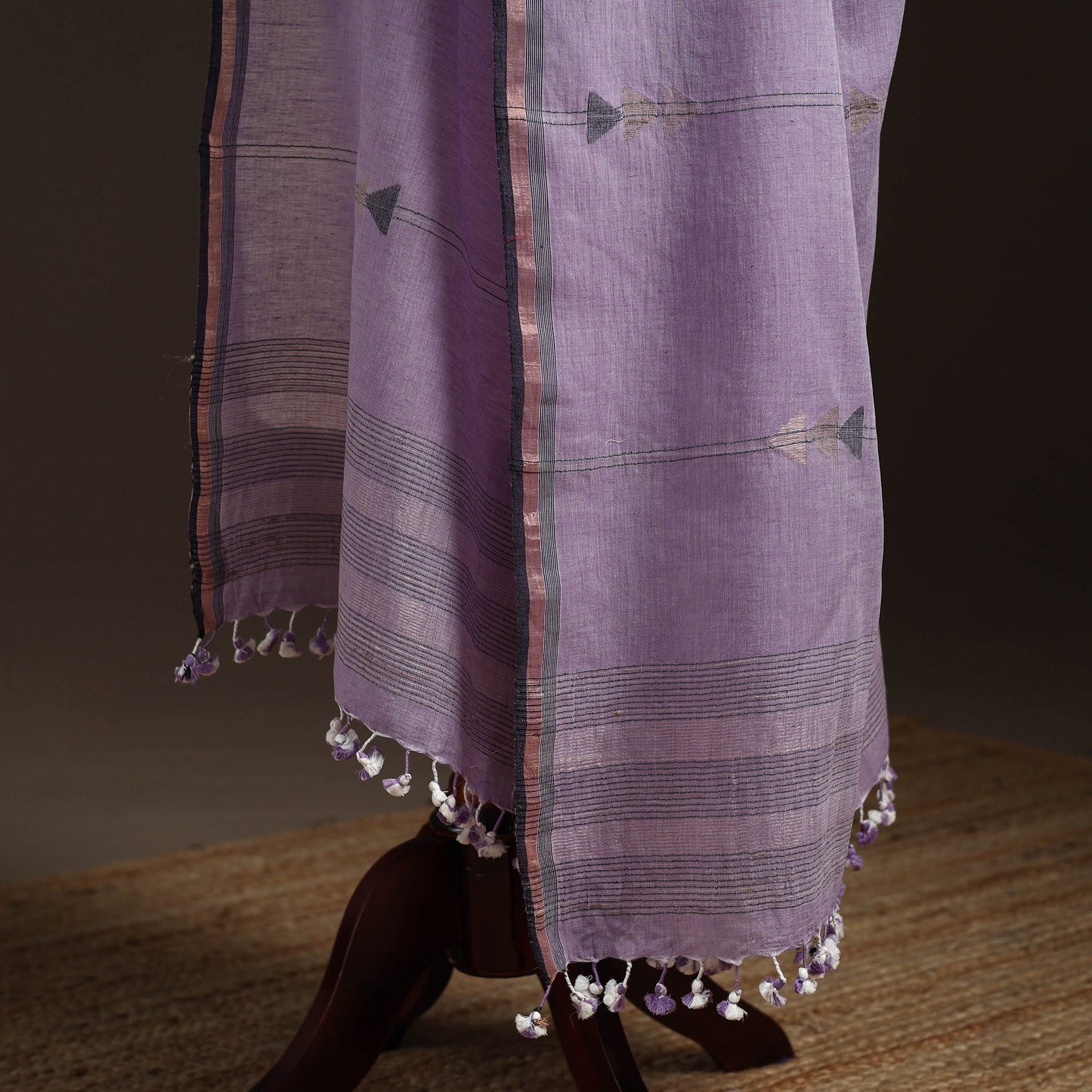 Handloom cotton bengal jamdani dupatta 30 - handcrafted